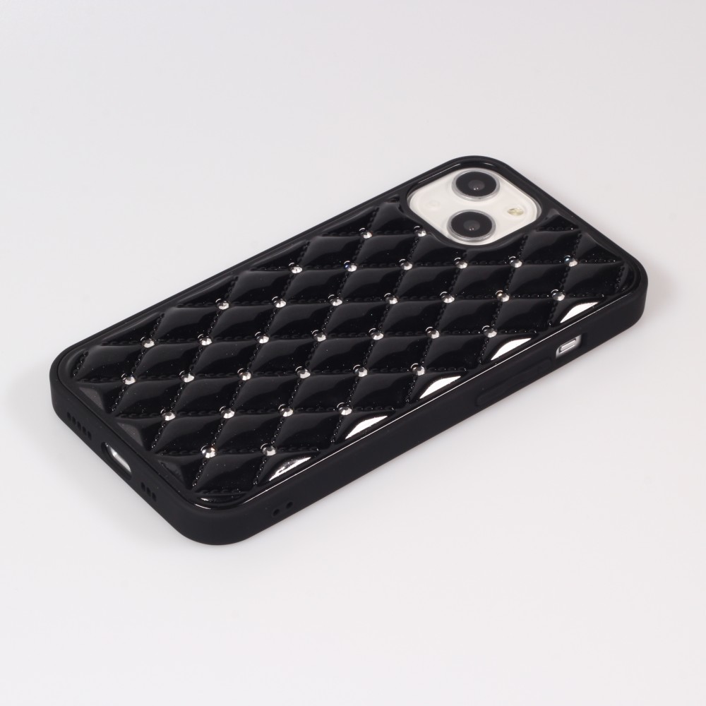 Coque iPhone 13 - Luxury Matelassé diamant - Noir