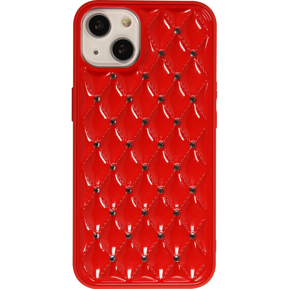 Coque iPhone 13 - Luxury Matelassé diamant - Rouge