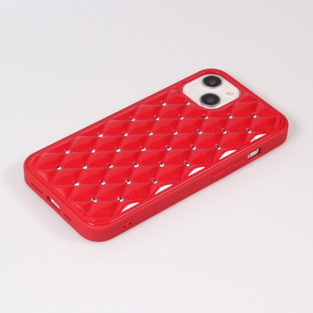 Coque iPhone 13 - Luxury Matelassé diamant - Rouge