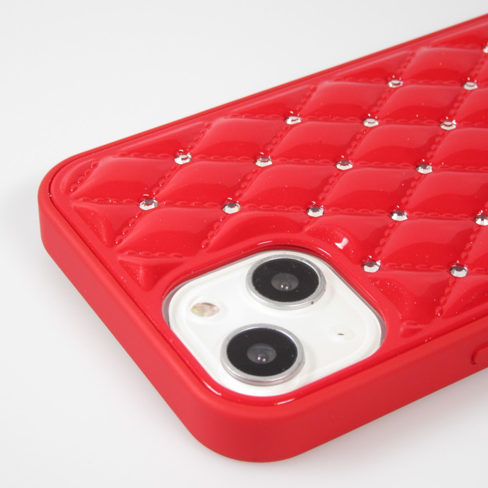 Coque iPhone 13 - Luxury Matelassé diamant - Rouge