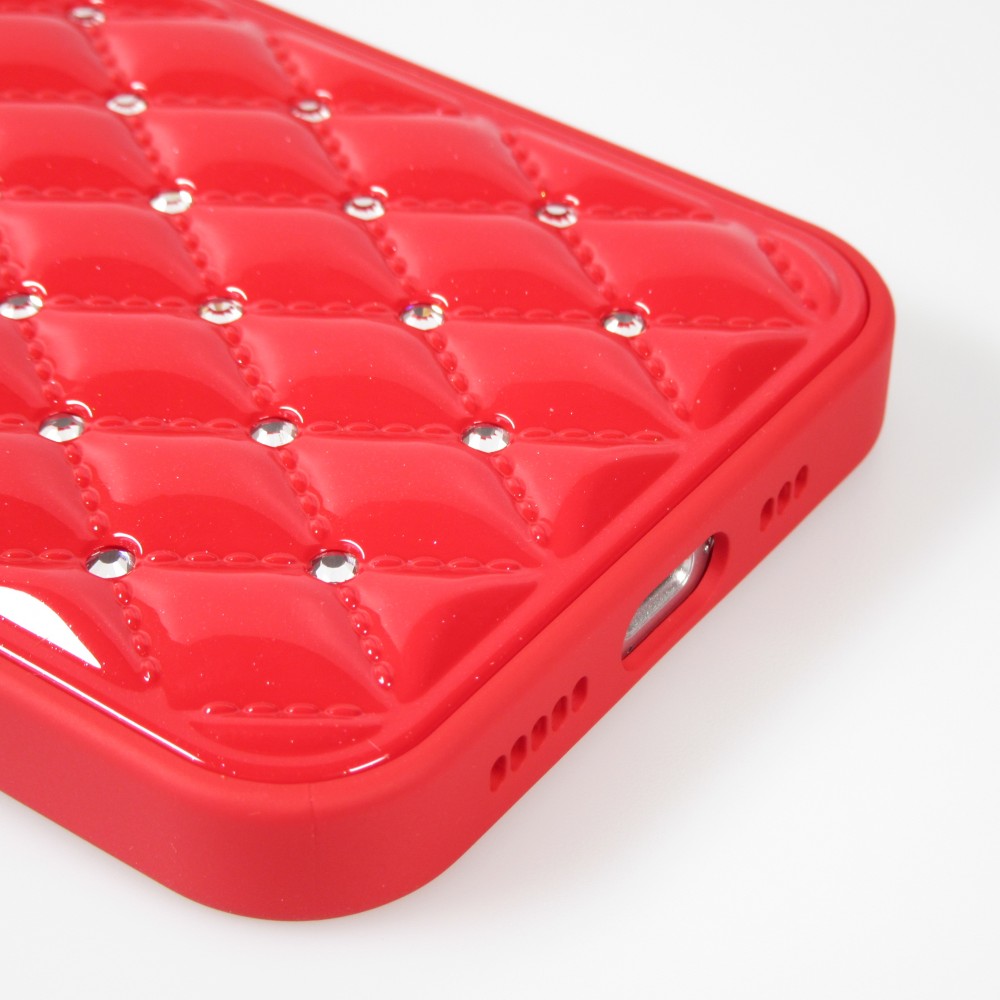 Coque iPhone 13 - Luxury Matelassé diamant - Rouge