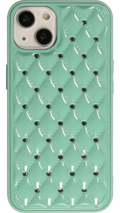 Coque iPhone 13 - Luxury Matelassé diamant - Turquoise