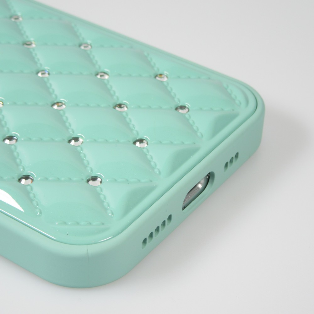 Coque iPhone 13 - Luxury Matelassé diamant - Turquoise