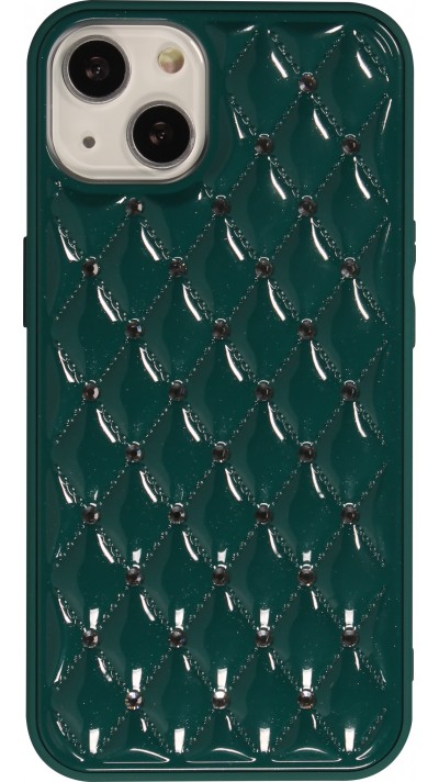 Coque iPhone 13 - Luxury Matelassé diamant - Vert foncé