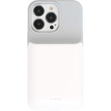 iPhone 13 Pro Max Case Hülle - 15W wireless Power Externe Batterie charging Cover Fast Charge 8000mAh - Weiss