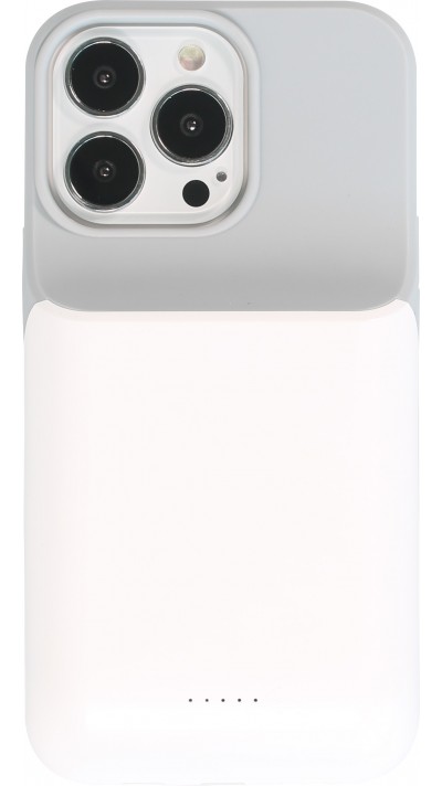 iPhone 13 Pro Max Case Hülle - 15W wireless Power Externe Batterie charging Cover Fast Charge 8000mAh - Weiss