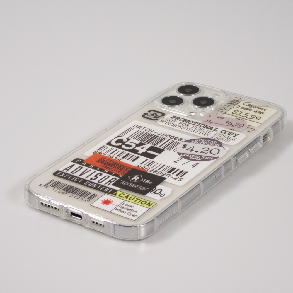 Coque iPhone 12 Pro Max - Autocollant Vintage Sticker étiquette de prix collage - Transparent