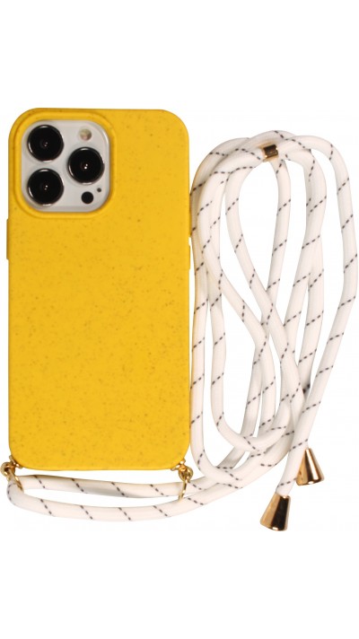 Coque iPhone 13 Pro Max - Bio Eco-Friendly nature avec cordon collier jaune