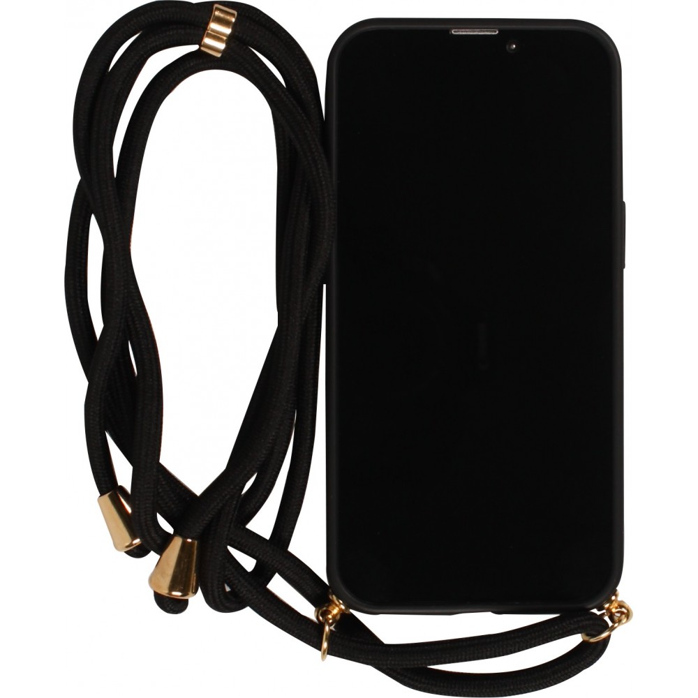Coque iPhone 13 Pro - Bio Eco-Friendly nature avec cordon collier - Noir