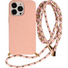 Coque iPhone 13 Pro - Bio Eco-Friendly nature avec cordon collier - Rose