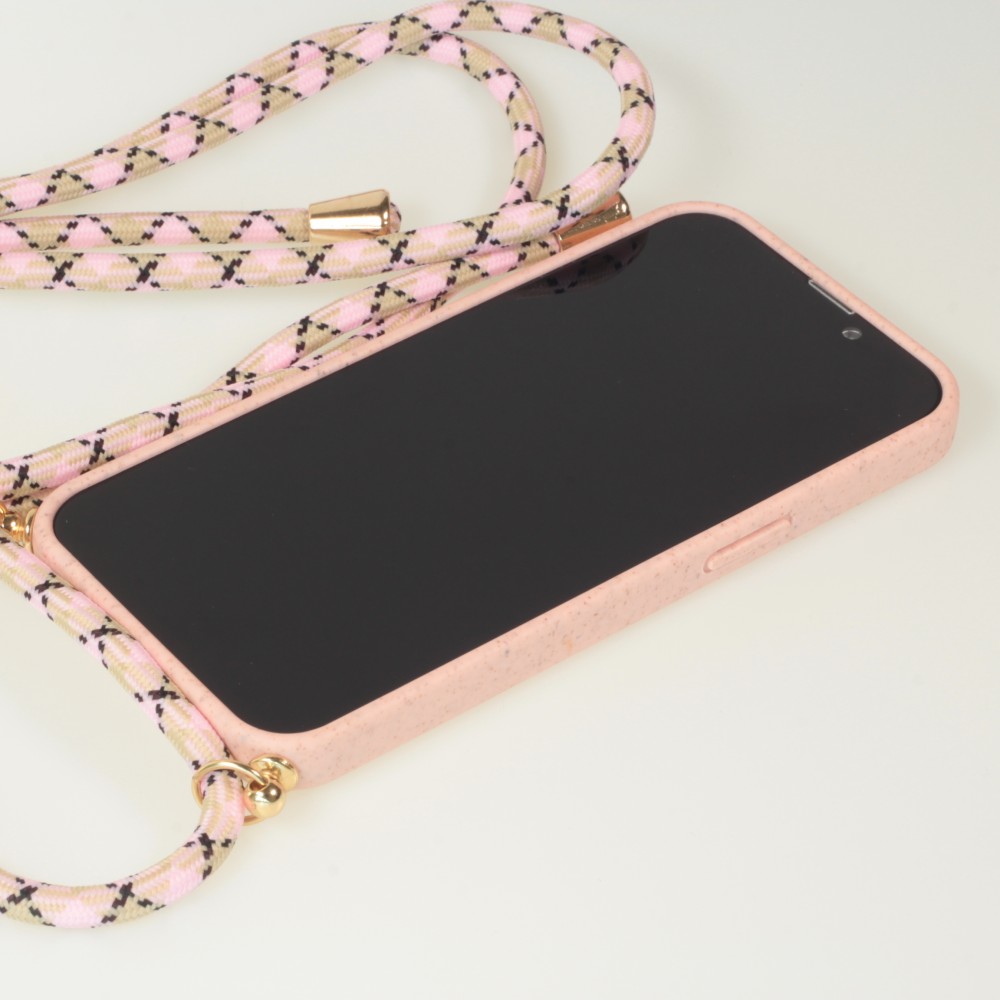 Coque iPhone 13 Pro Max - Bio Eco-Friendly nature avec cordon collier - Rose
