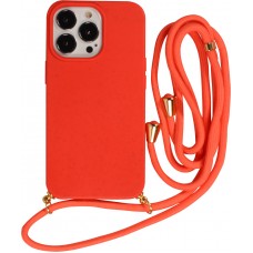 Coque iPhone 13 Pro Max - Bio Eco-Friendly nature avec cordon collier - Rouge