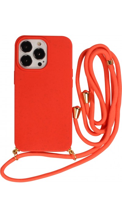 Coque iPhone 13 Pro - Bio Eco-Friendly nature avec cordon collier - Rouge