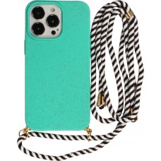 Coque iPhone 13 Pro - Bio Eco-Friendly nature avec cordon collier - Turquoise