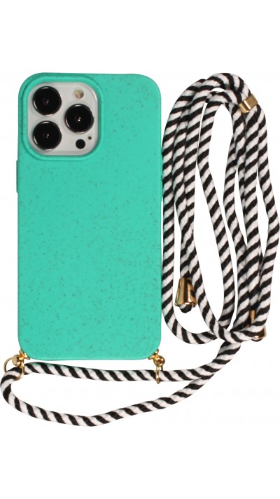 Coque iPhone 13 Pro - Bio Eco-Friendly nature avec cordon collier - Turquoise