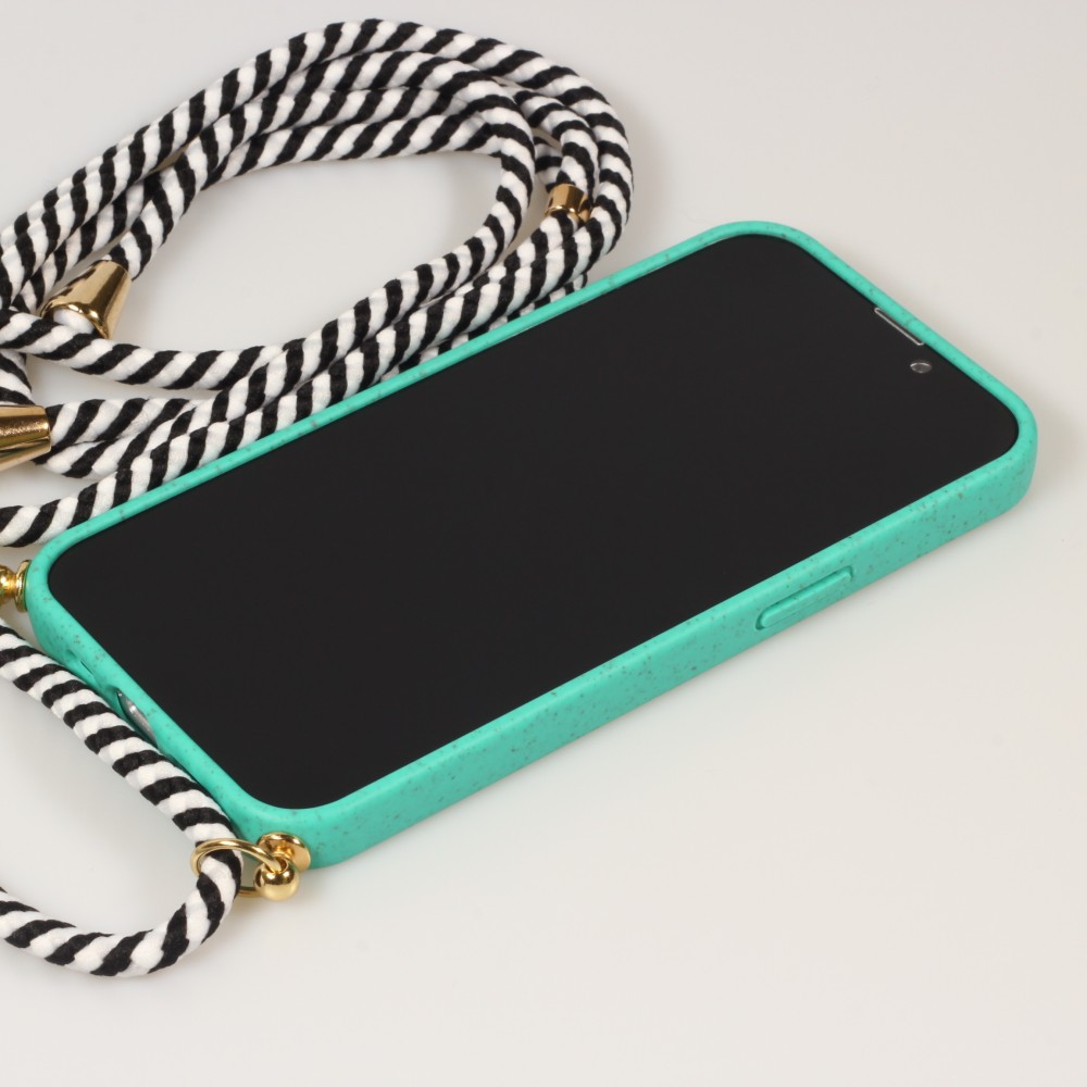 Coque iPhone 13 Pro - Bio Eco-Friendly nature avec cordon collier - Turquoise