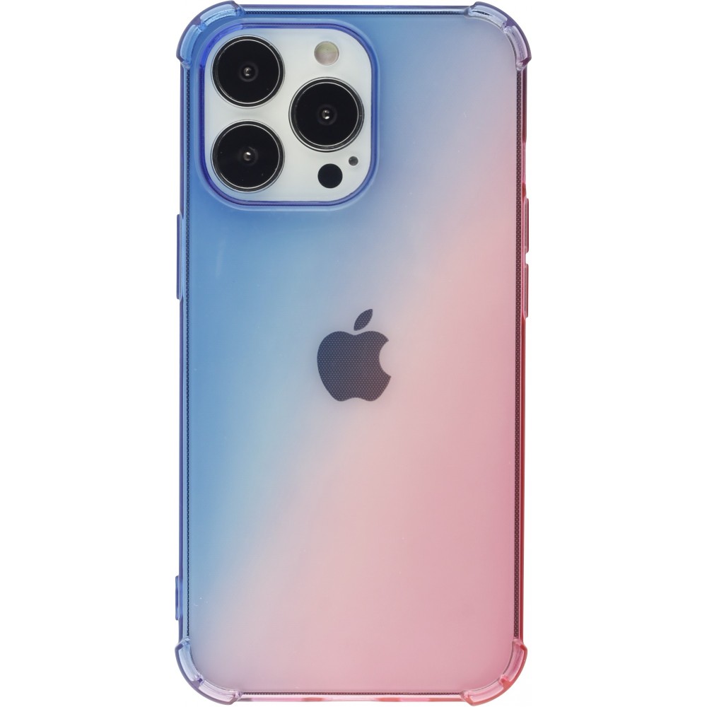 Coque iPhone 13 Pro Max - Bumper Rainbow Silicone anti-choc avec bords protégés -  bleu - Rose