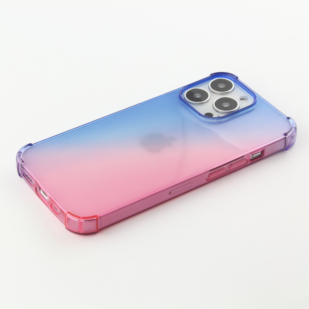 iPhone 13 Pro Max Case Hülle - Gummi Bumper Rainbow mit extra Schutz für Ecken Antischock - bleu - Rosa