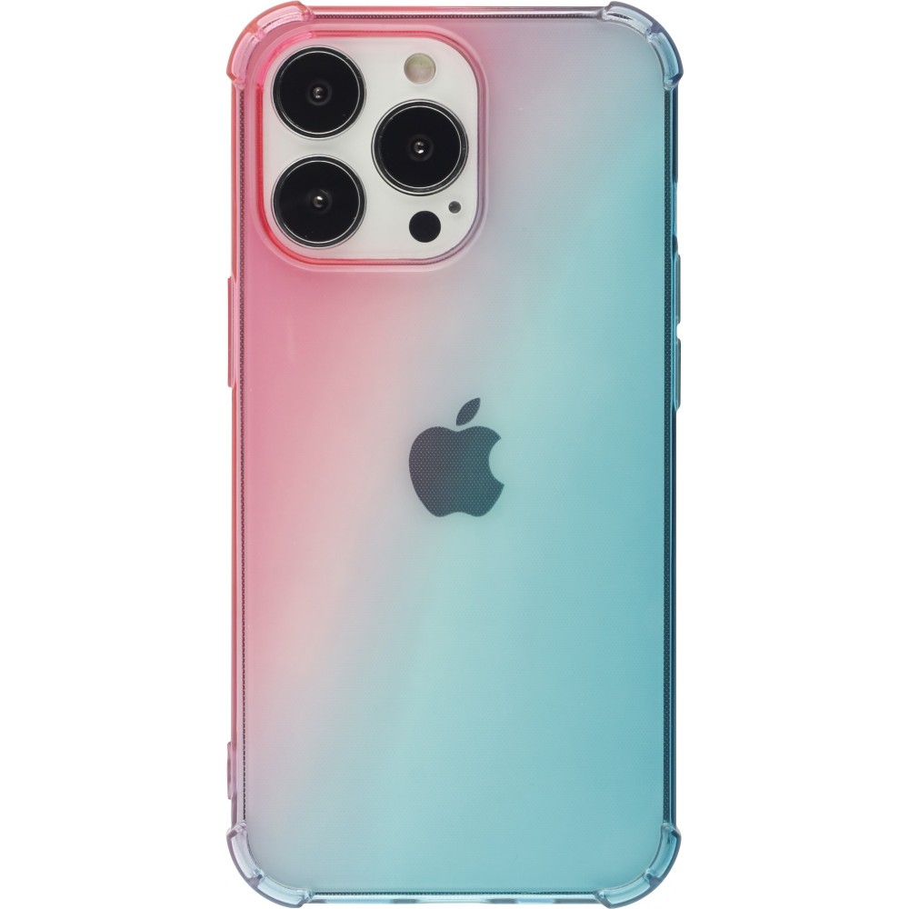 iPhone 13 Pro Case Hülle - Gummi Bumper Rainbow mit extra Schutz für Ecken Antischock - rosa blau