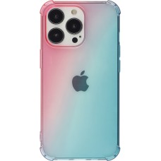iPhone 13 Pro Case Hülle - Gummi Bumper Rainbow mit extra Schutz für Ecken Antischock - rosa blau
