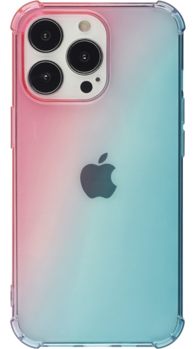 iPhone 13 Pro Case Hülle - Gummi Bumper Rainbow mit extra Schutz für Ecken Antischock - rosa blau