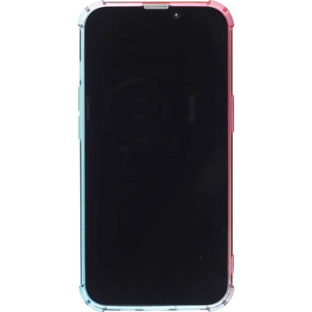 iPhone 13 Pro Case Hülle - Gummi Bumper Rainbow mit extra Schutz für Ecken Antischock - rosa blau