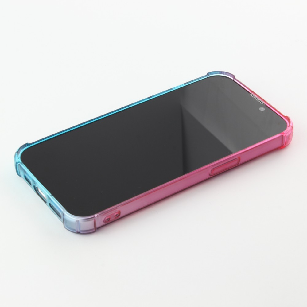 iPhone 13 Pro Case Hülle - Gummi Bumper Rainbow mit extra Schutz für Ecken Antischock - rosa blau
