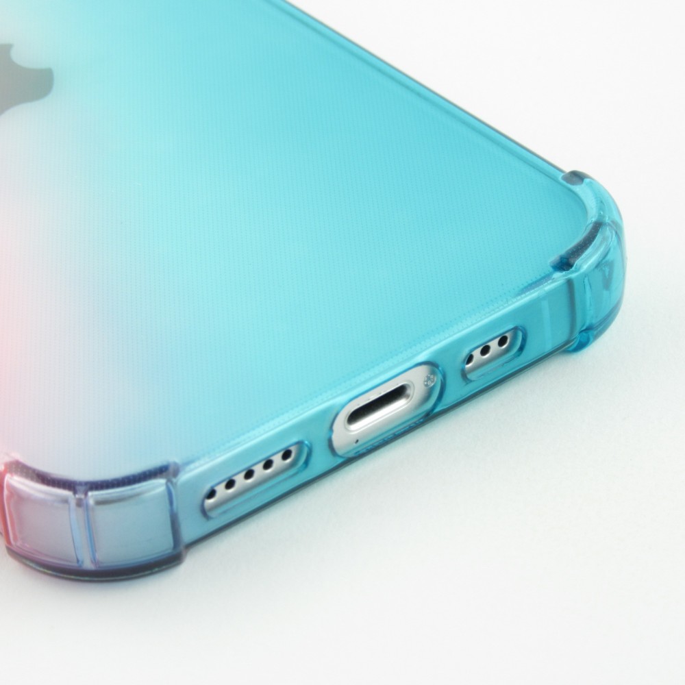 iPhone 13 Pro Max Case Hülle - Gummi Bumper Rainbow mit extra Schutz für Ecken Antischock - rosa blau