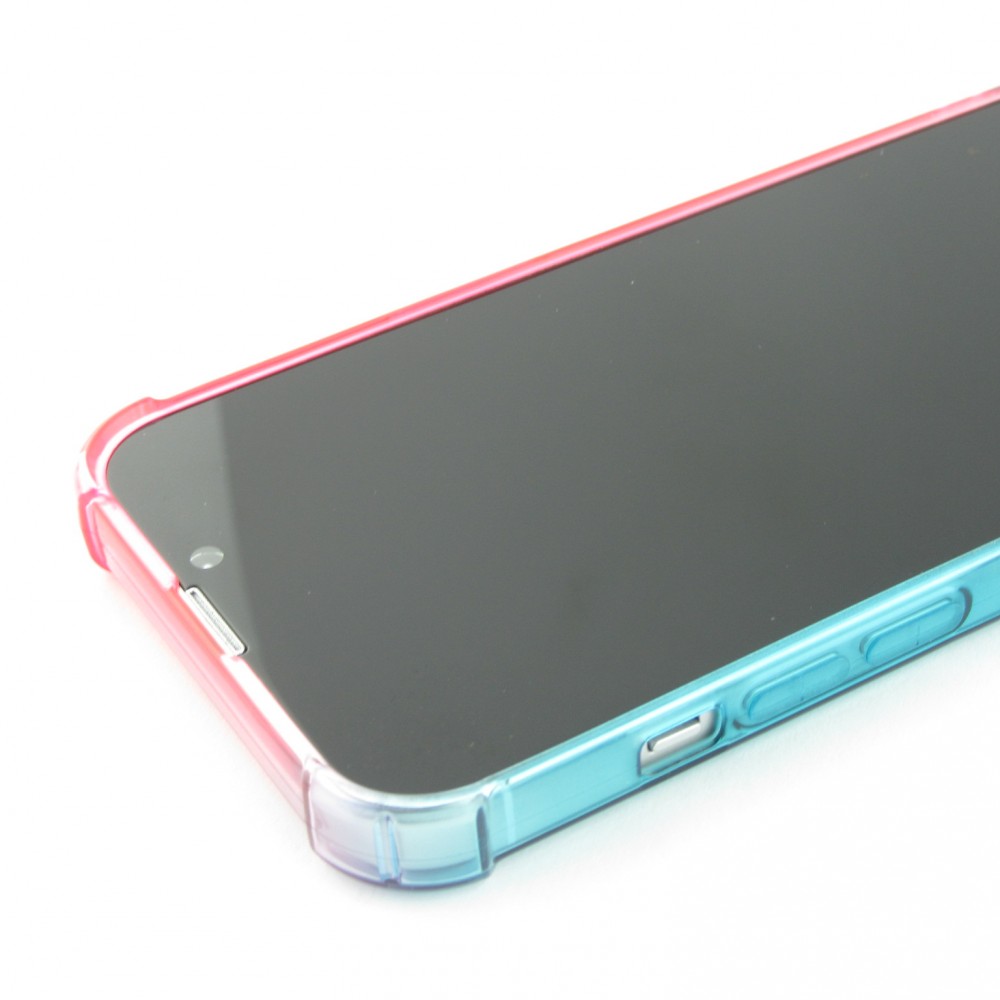 iPhone 13 Pro Case Hülle - Gummi Bumper Rainbow mit extra Schutz für Ecken Antischock - rosa blau