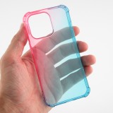 iPhone 13 Pro Max Case Hülle - Gummi Bumper Rainbow mit extra Schutz für Ecken Antischock - rosa blau