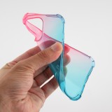 iPhone 13 Pro Case Hülle - Gummi Bumper Rainbow mit extra Schutz für Ecken Antischock - rosa blau