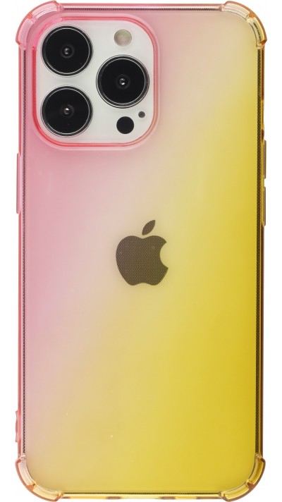 Coque iPhone 13 Pro - Bumper Rainbow Silicone anti-choc avec bords protégés -  rose jaune