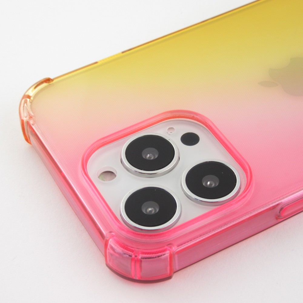 iPhone 13 Pro Max Case Hülle - Gummi Bumper Rainbow mit extra Schutz für Ecken Antischock - rosa - Gelb