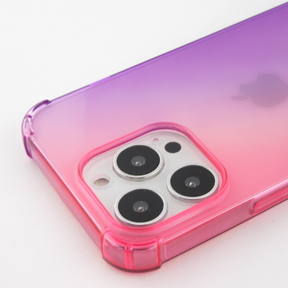 Coque iPhone 13 Pro Max - Bumper Rainbow Silicone anti-choc avec bords protégés -  rose - Violet