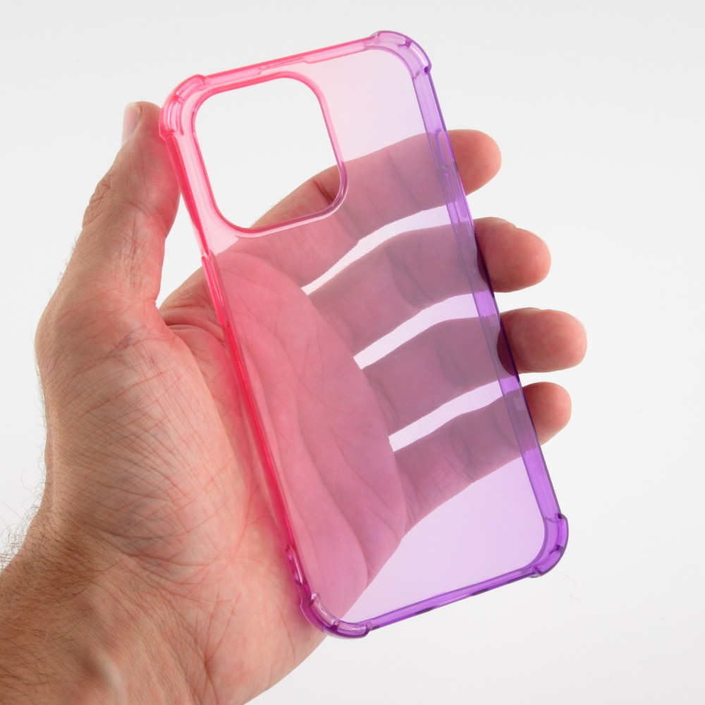 Coque iPhone 13 Pro - Bumper Rainbow Silicone anti-choc avec bords protégés -  rose - Violet