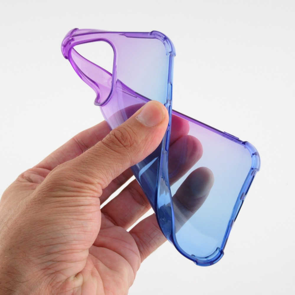 iPhone 13 Pro Max Case Hülle - Gummi Bumper Rainbow mit extra Schutz für Ecken Antischock - violett blau