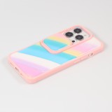 Coque iPhone 13 Pro Max - Caméra clapet vertical arc-en-ciel - Rose - Bleu