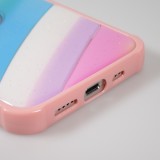 Coque iPhone 13 Pro Max - Caméra clapet vertical arc-en-ciel - Rose - Bleu