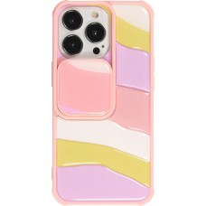 iPhone 13 Pro Case Hülle - Kamera vertikale Klappe Regenbogen - Rosa