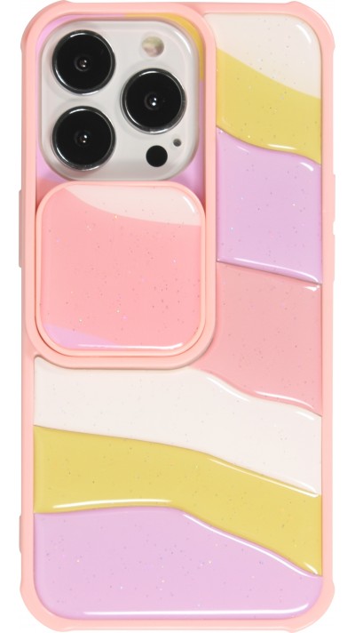 iPhone 13 Pro Max Case Hülle - Kamera vertikale Klappe Regenbogen - Rosa