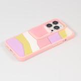 Coque iPhone 13 Pro Max - Caméra clapet vertical arc-en-ciel - Rose