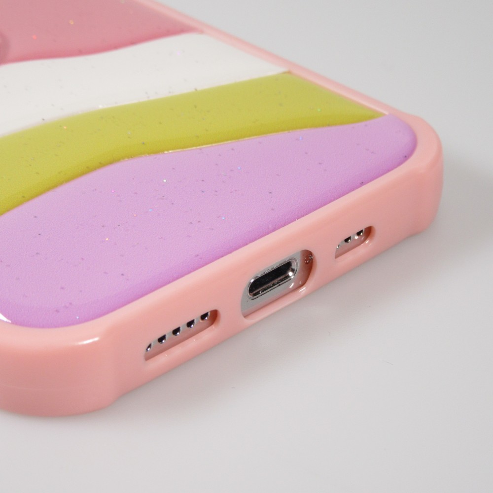 iPhone 13 Pro Max Case Hülle - Kamera vertikale Klappe Regenbogen - Rosa