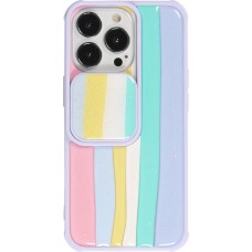 iPhone 13 Pro Case Hülle - Kamera vertikale Klappe Regenbogen - Violett