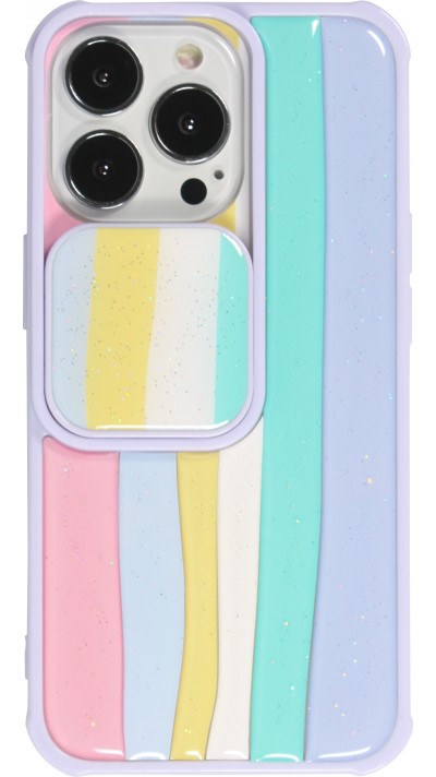 iPhone 13 Pro Max Case Hülle - Kamera vertikale Klappe Regenbogen - Violett