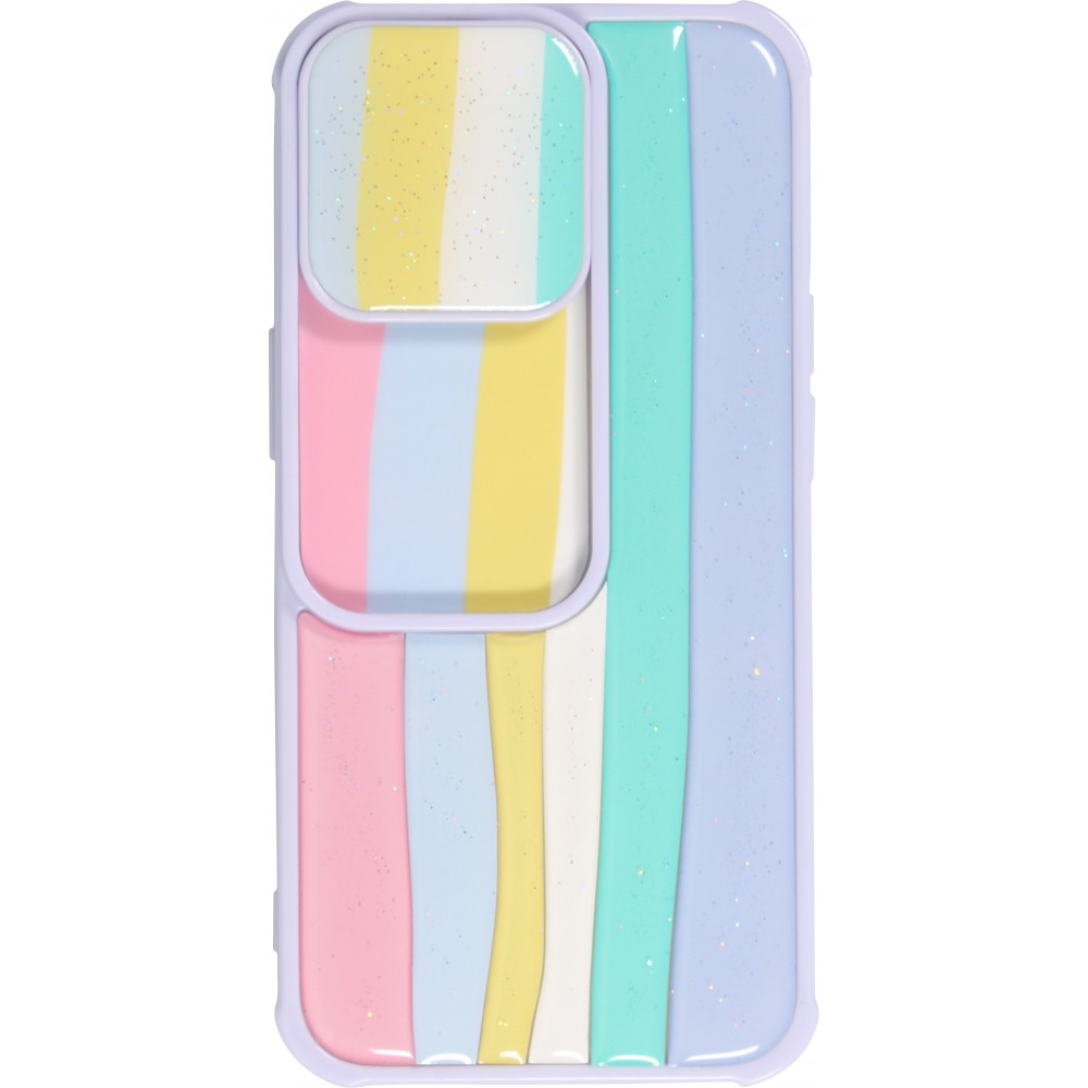 iPhone 13 Pro Max Case Hülle - Kamera vertikale Klappe Regenbogen - Violett