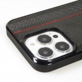 iPhone 13 Pro Case Hülle - Carbomile Alcantara und Carbon mit roten Nähten