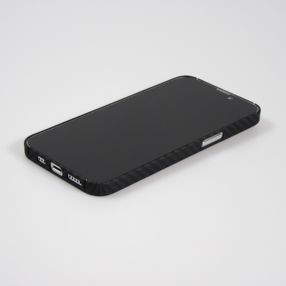 iPhone 13 Pro Case Hülle - Carbomile Schutzcase aus echtem Aramid Carbonfaser - Schwarz