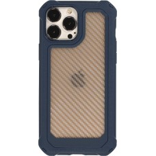 iPhone 13 Pro Case Hülle - Military Elite kompakt Cover mit semi-transparentem Carbon Rücken - Dunkelblau