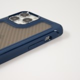 iPhone 13 Pro Case Hülle - Military Elite kompakt Cover mit semi-transparentem Carbon Rücken - Dunkelblau