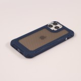 Coque iPhone 13 Pro Max - Cover Military Élite avec dos en carbone semi-transparent - Bleu foncé